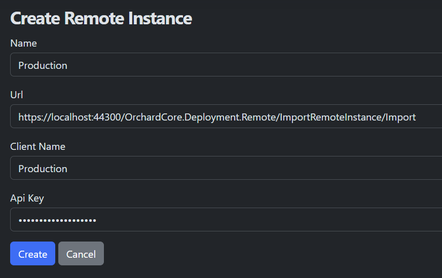 Adding remote instance