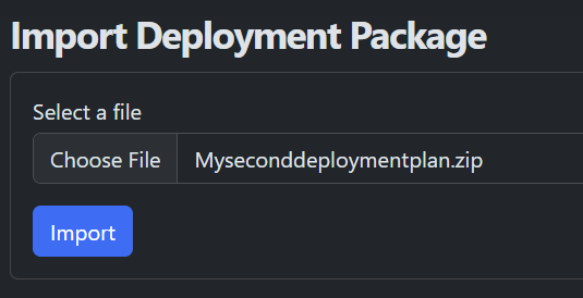 Deployment package import
