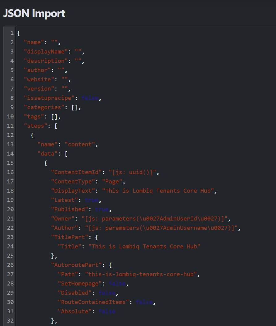 Json import