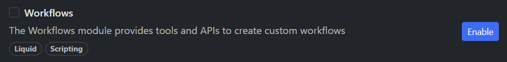 Workflows feature