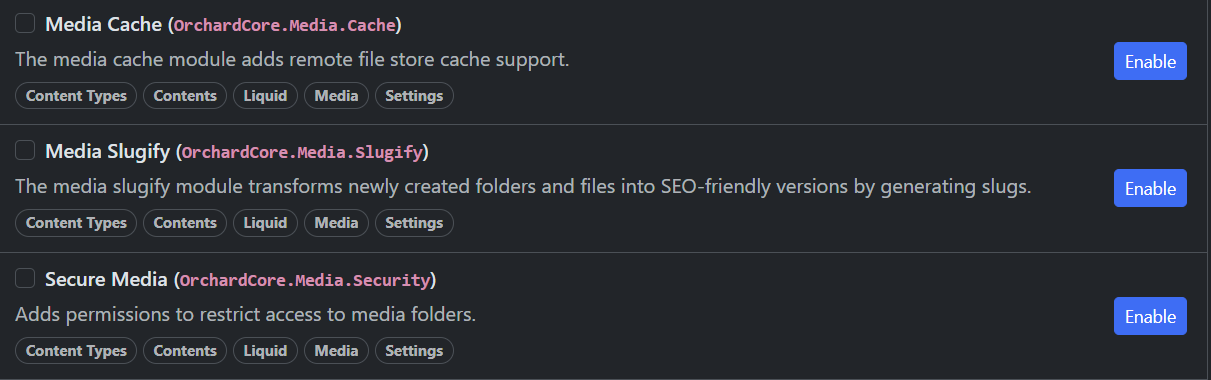 Other Media related features