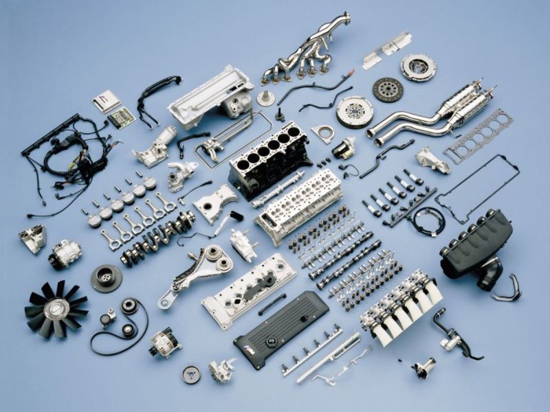 Beautifully aligned parts of a car engine
