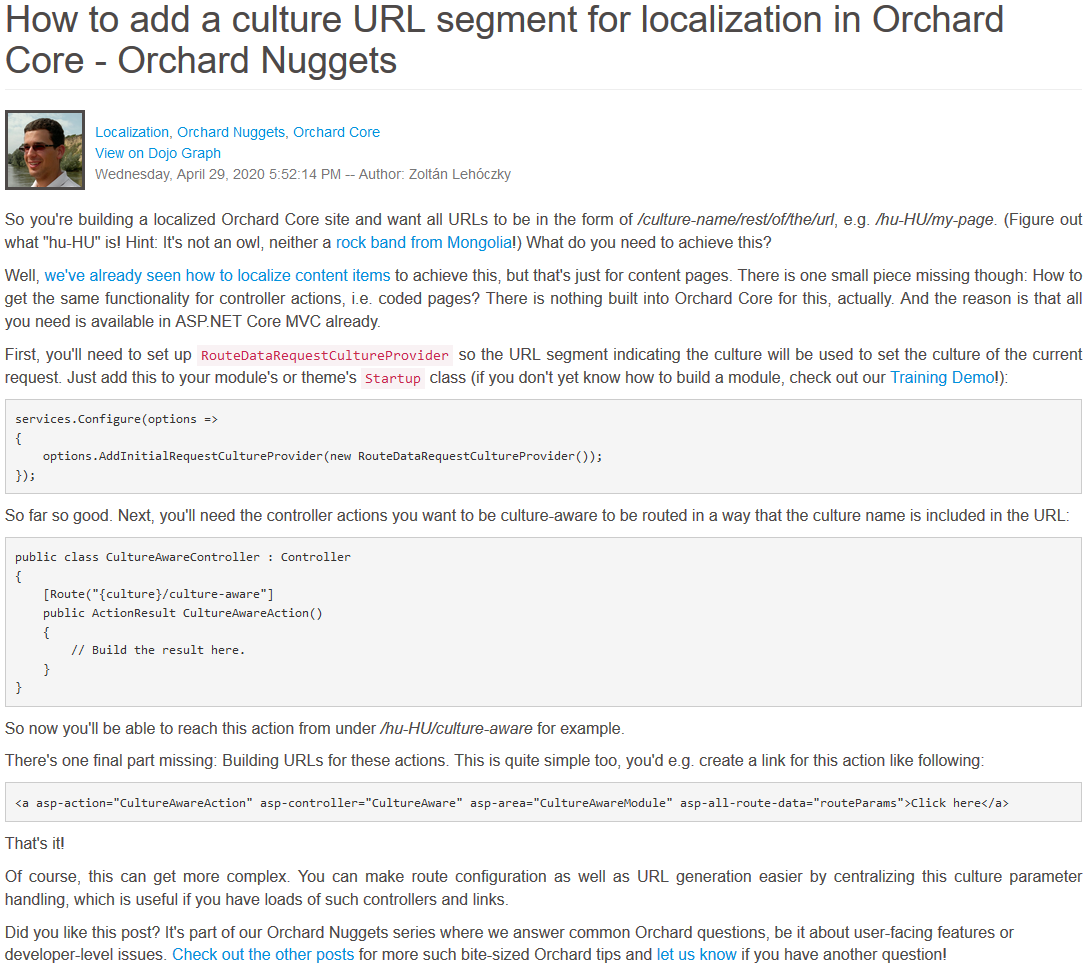 Orchard Nuggets URL segment localization