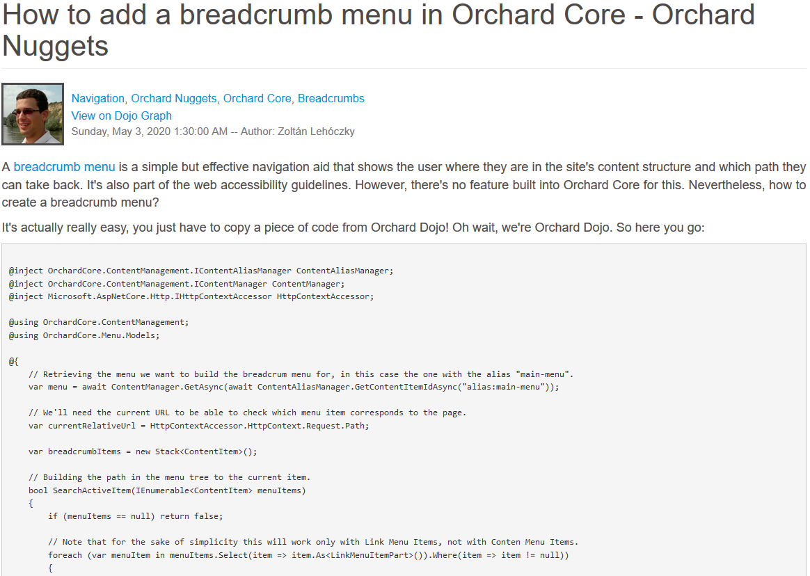 Orchard Nuggets Breadcrumb menu