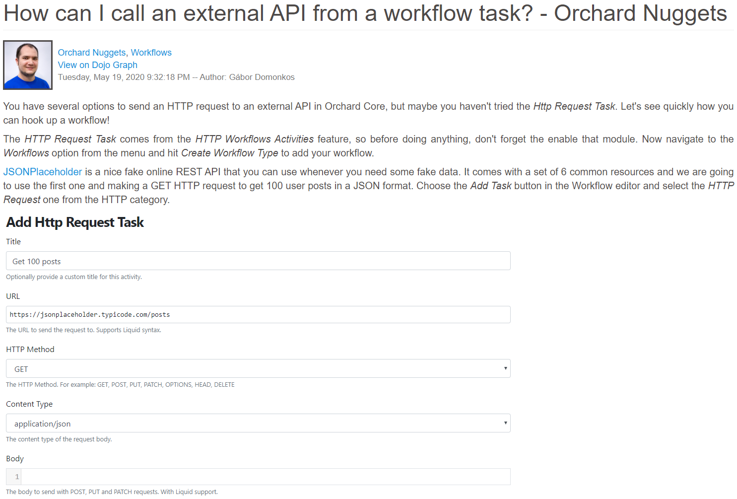 Orchard Nuggets post about calling external API from workflows
