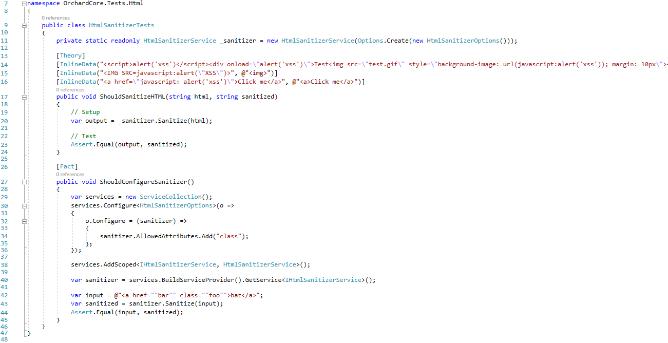 An example about how to use the HtmlSanitizerOptions