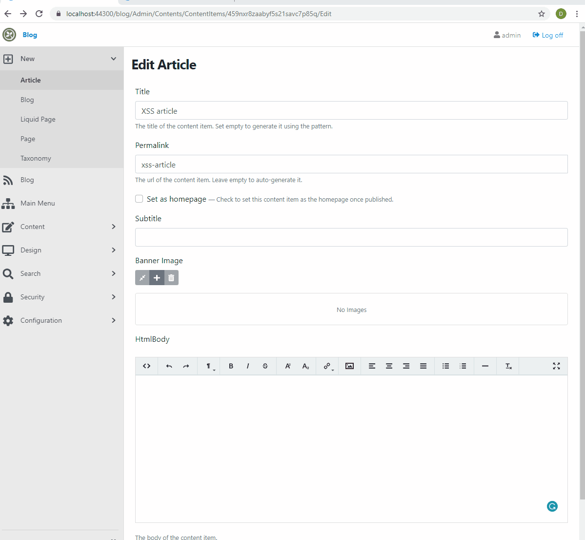 Injecting a script in a HtmlBody Part