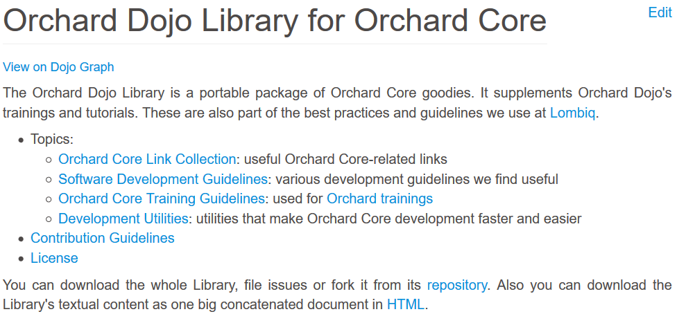 Orchard Dojo Library for Orchard Core