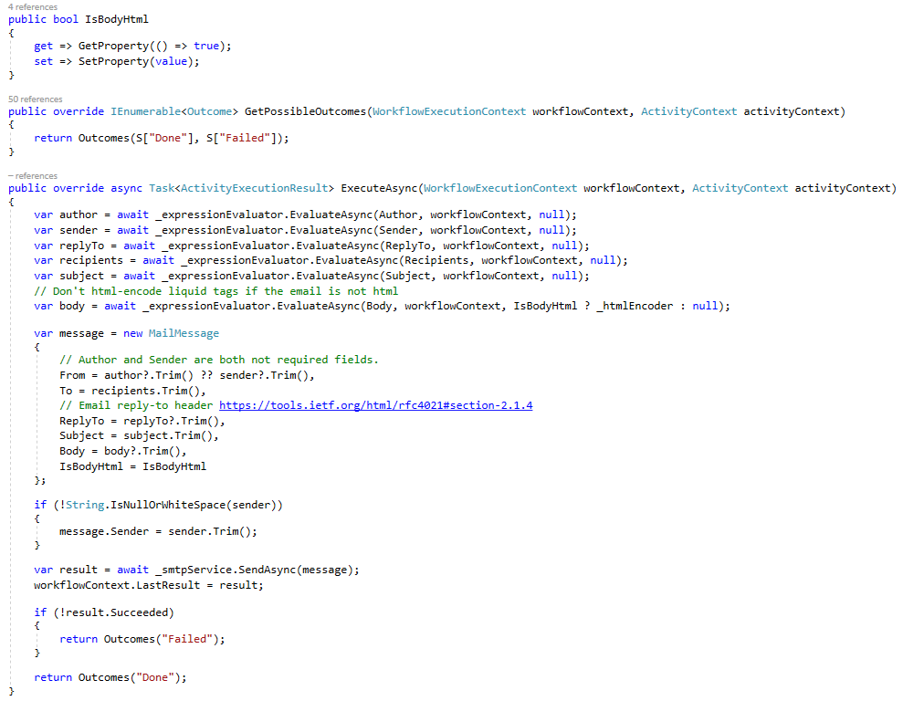 Encoding email body in the EmailTask