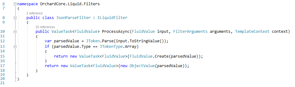 The jsonparse Liquid filter is using JToken.Parse