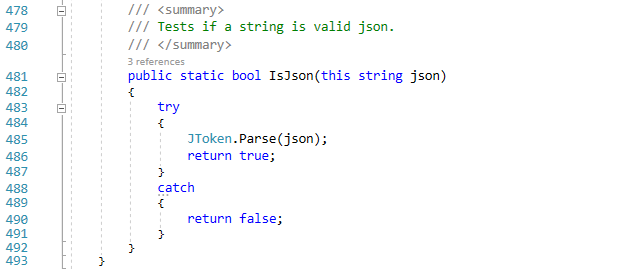 The IsJson extension method