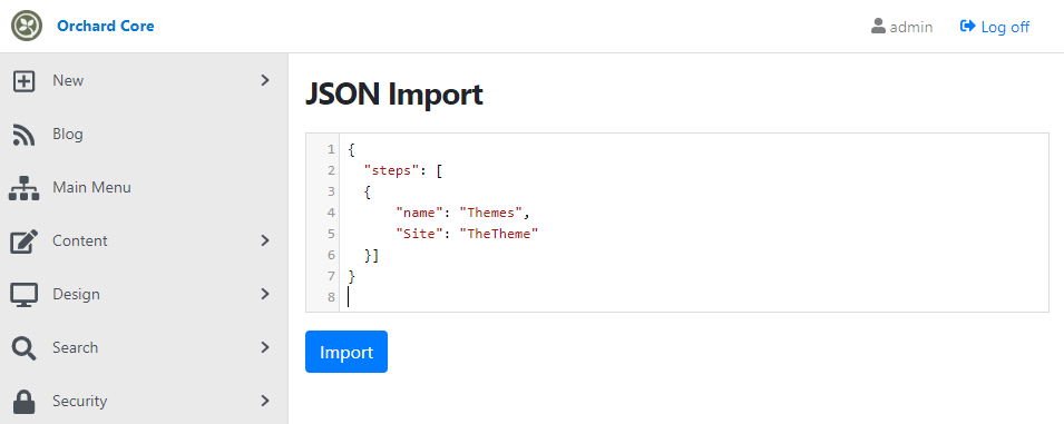 JSON Import feature