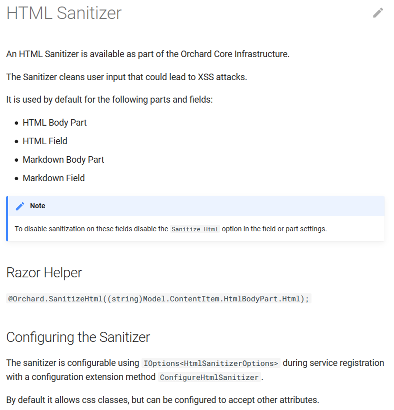HTML Sanitizer documentation