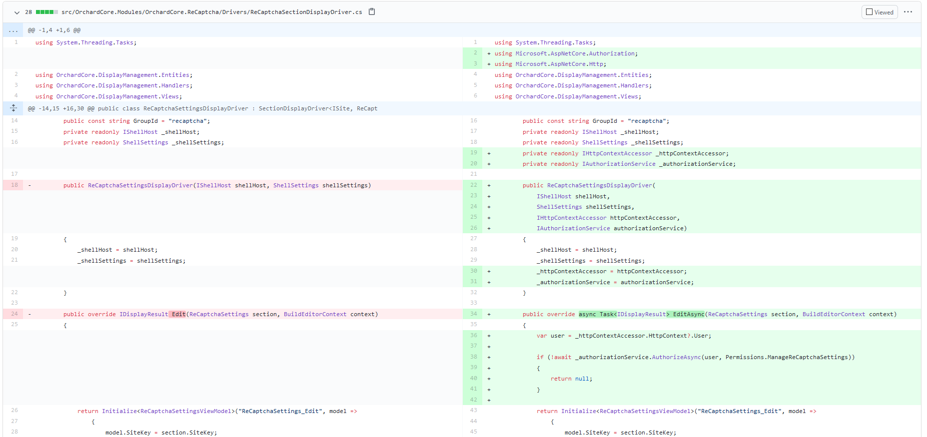 Permission checking in the ReCaptchaSettingsDisplayDriver