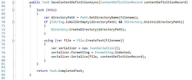 The SaveContentDefinitionAsync method