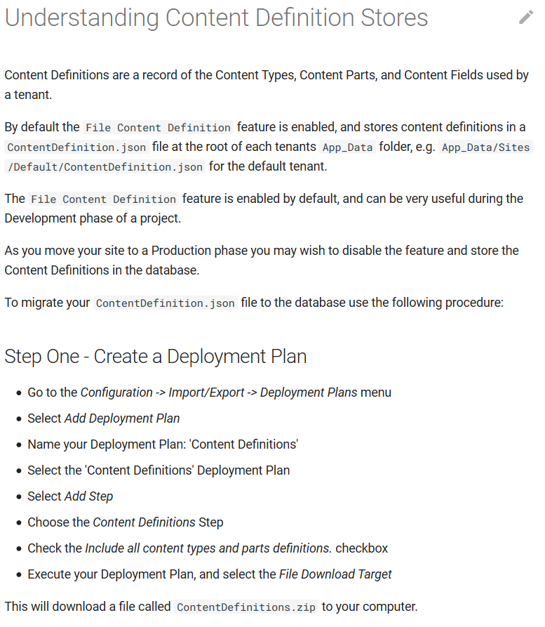 New content definitions guide