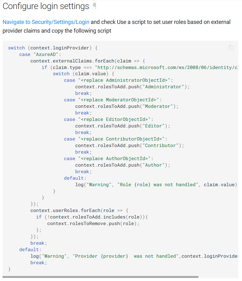 Use Azure AD as an external identity provider guide