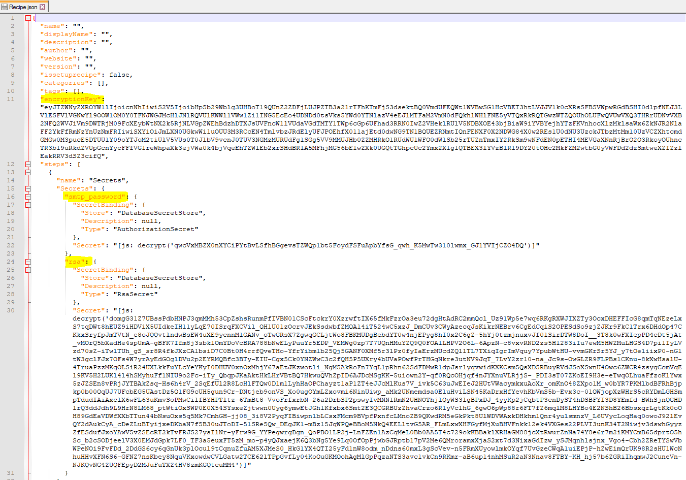 The recipe generated by the all secrets deployment step recipe
