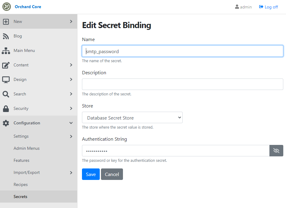 Creating a new Authorization secret