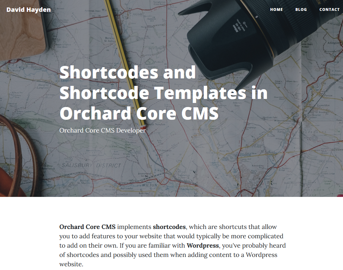 David Hayden: Shortcodes and Shortcode Templates in Orchard Core CMS