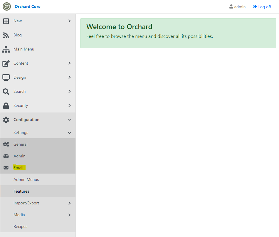 Renamed Smtp menu to Email