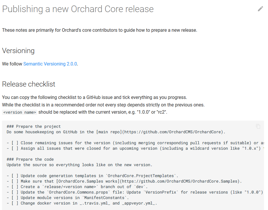 Release procedure documentation.