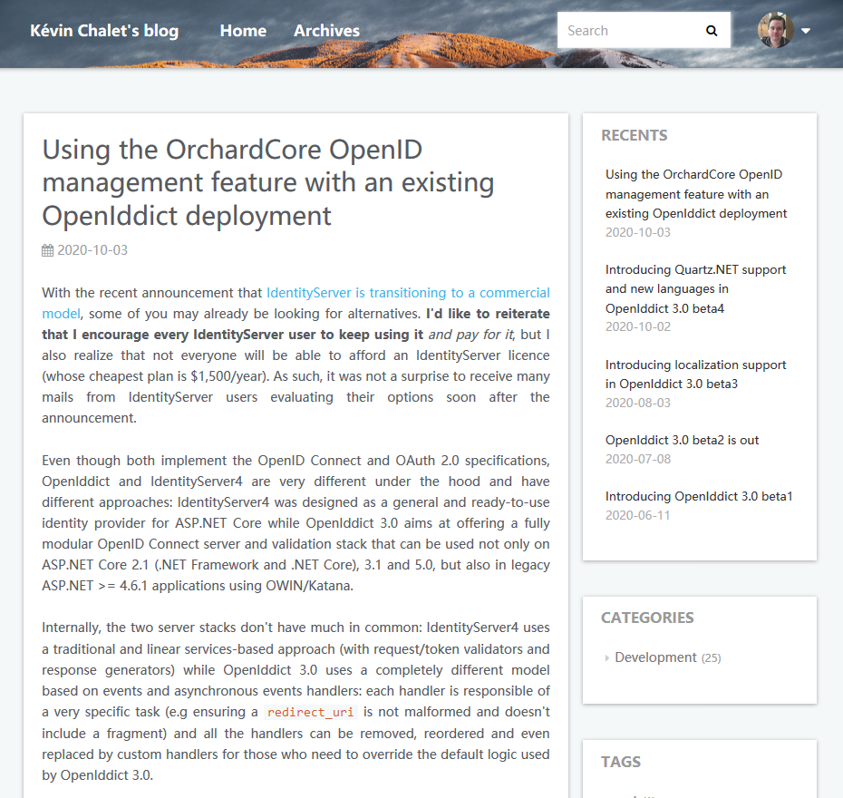 Using the OrchardCore OpenID management feature with an existing OpenIddict deployment