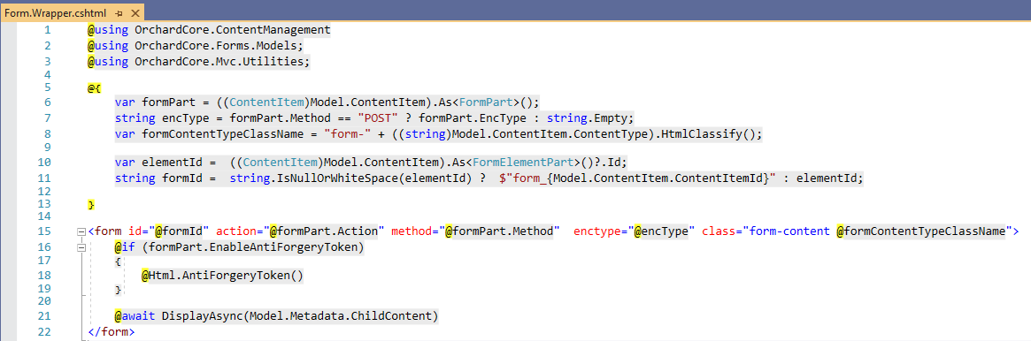 The Form.Wrapper.cshtml file