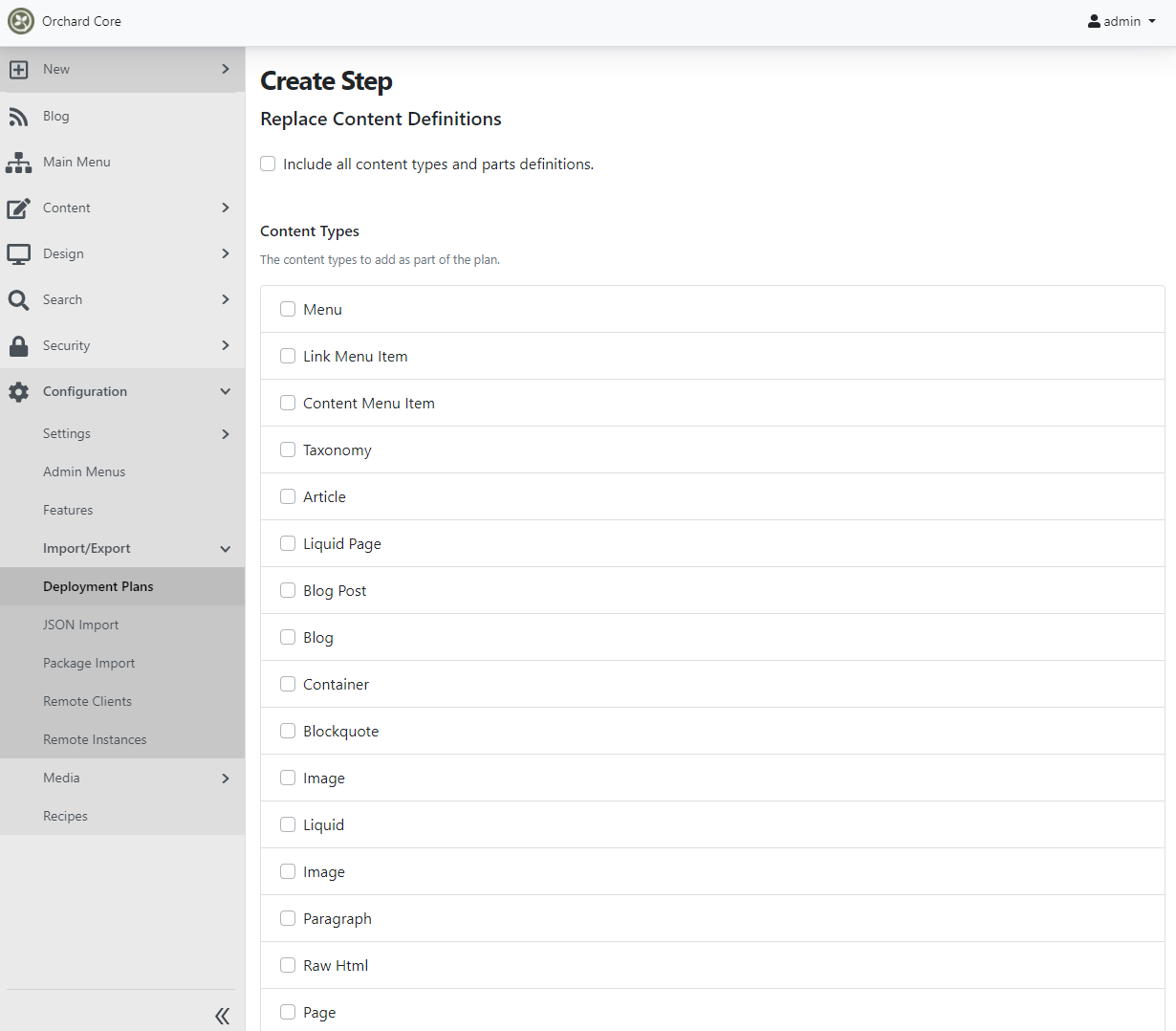 Creating a Replace Content Definitions deployment step