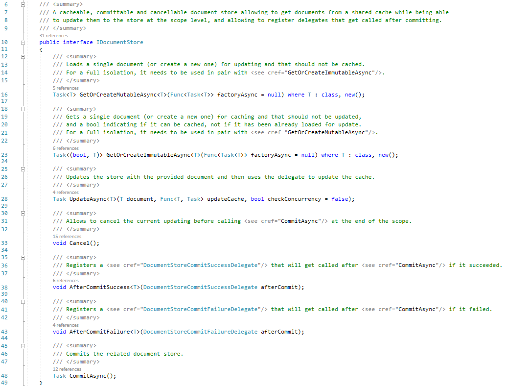 The new IDocumentStore inferface