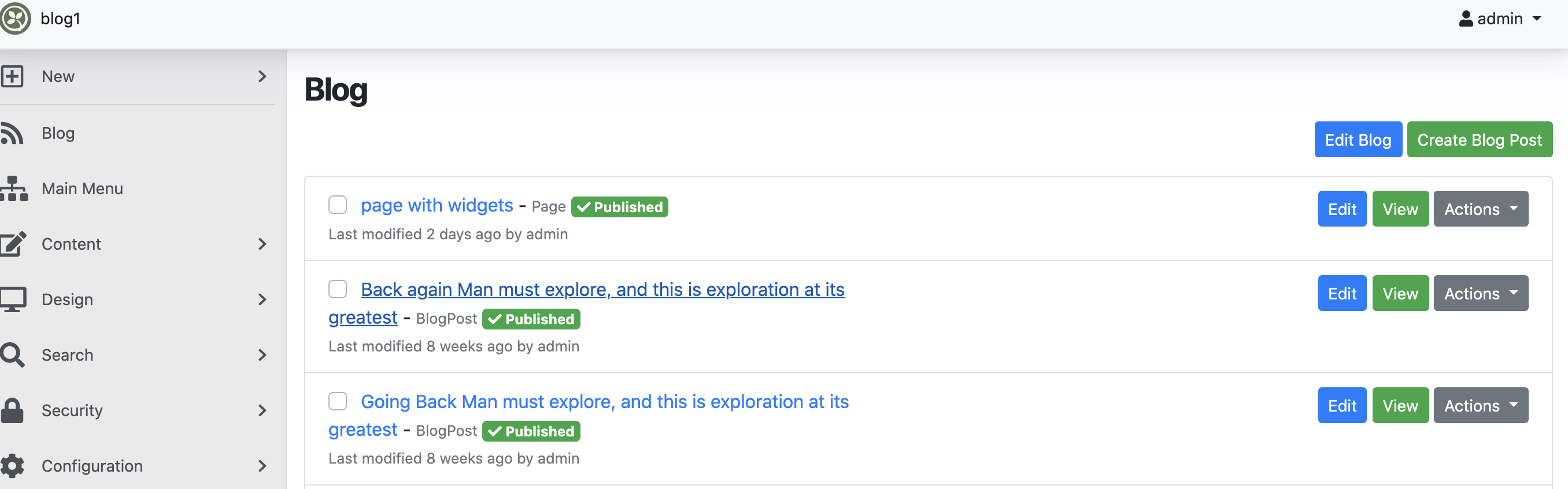 Edit button when editing the Blog