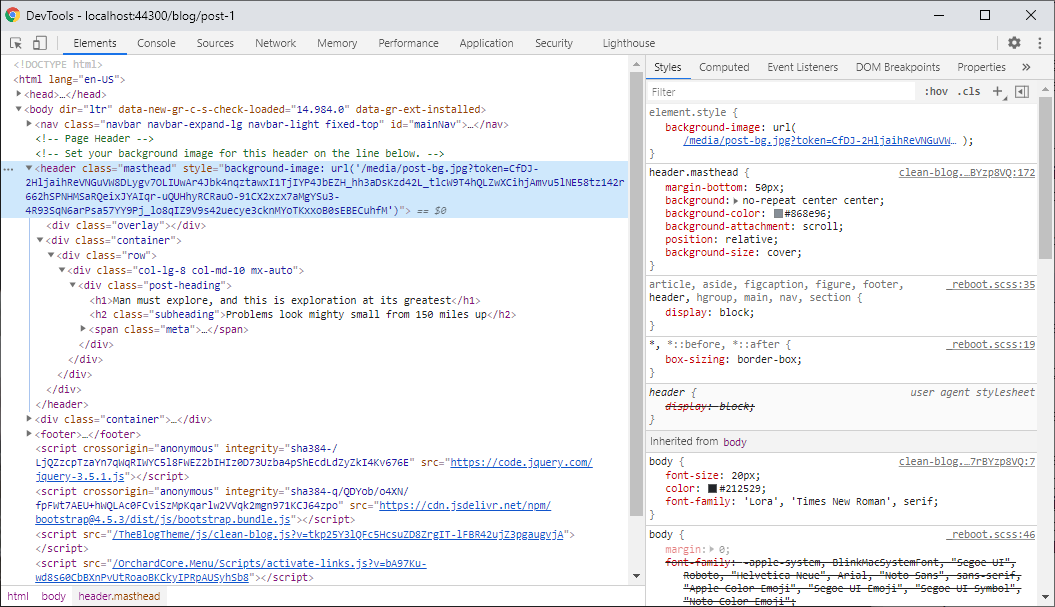 The tokenized URL of the image