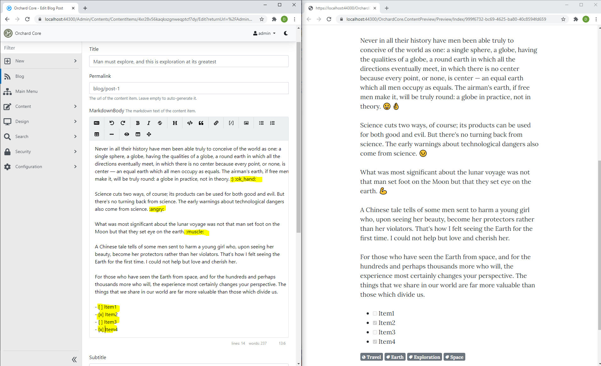 Using emojis in the blog post body