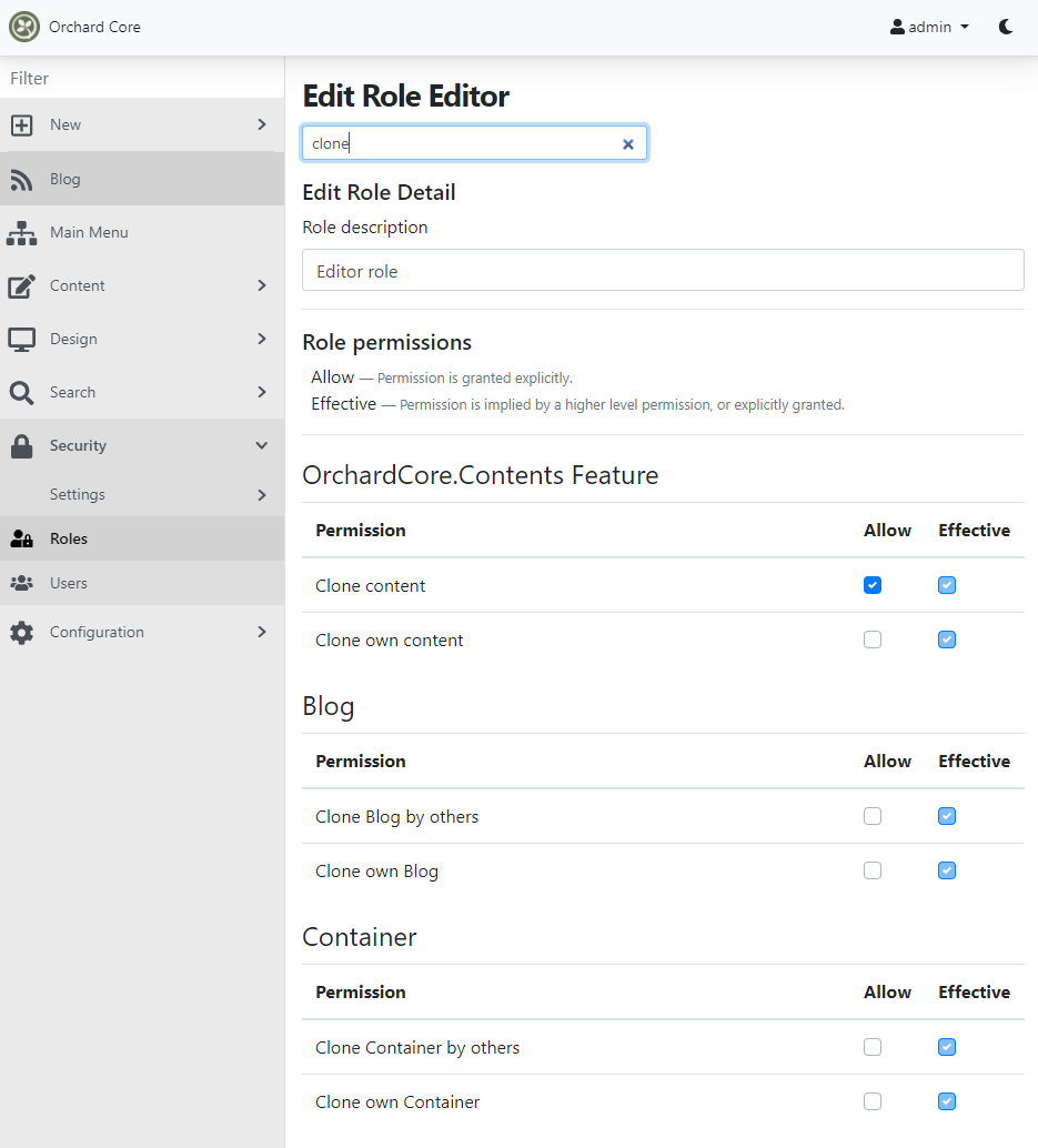Clone content dynamic permission