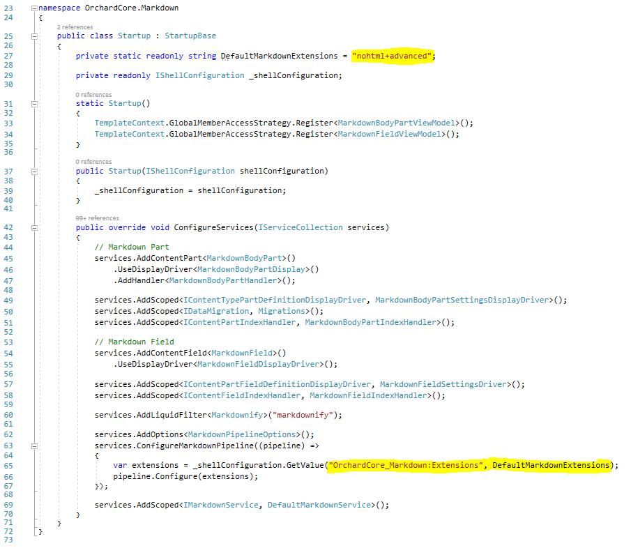 Markdown extensions options