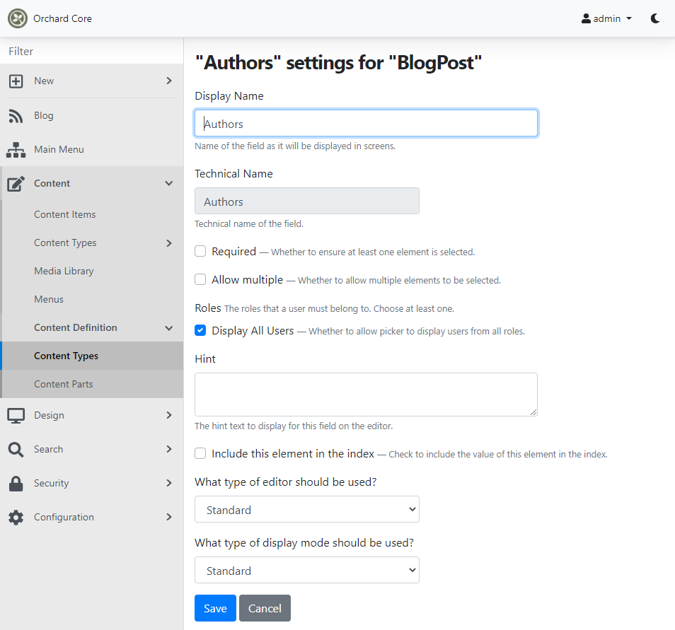 Setting up the User Picker Field