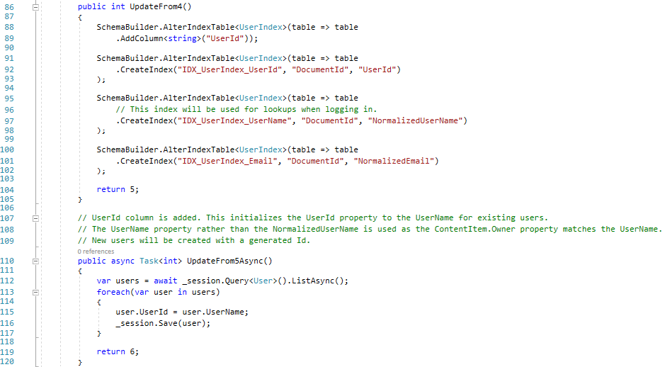 Migrating user names in the case of the existing sites