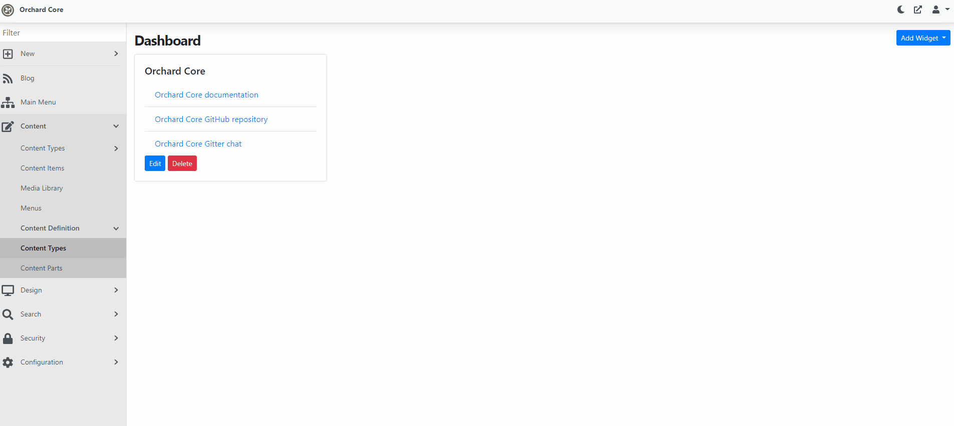 Working with Dashboard Widgets