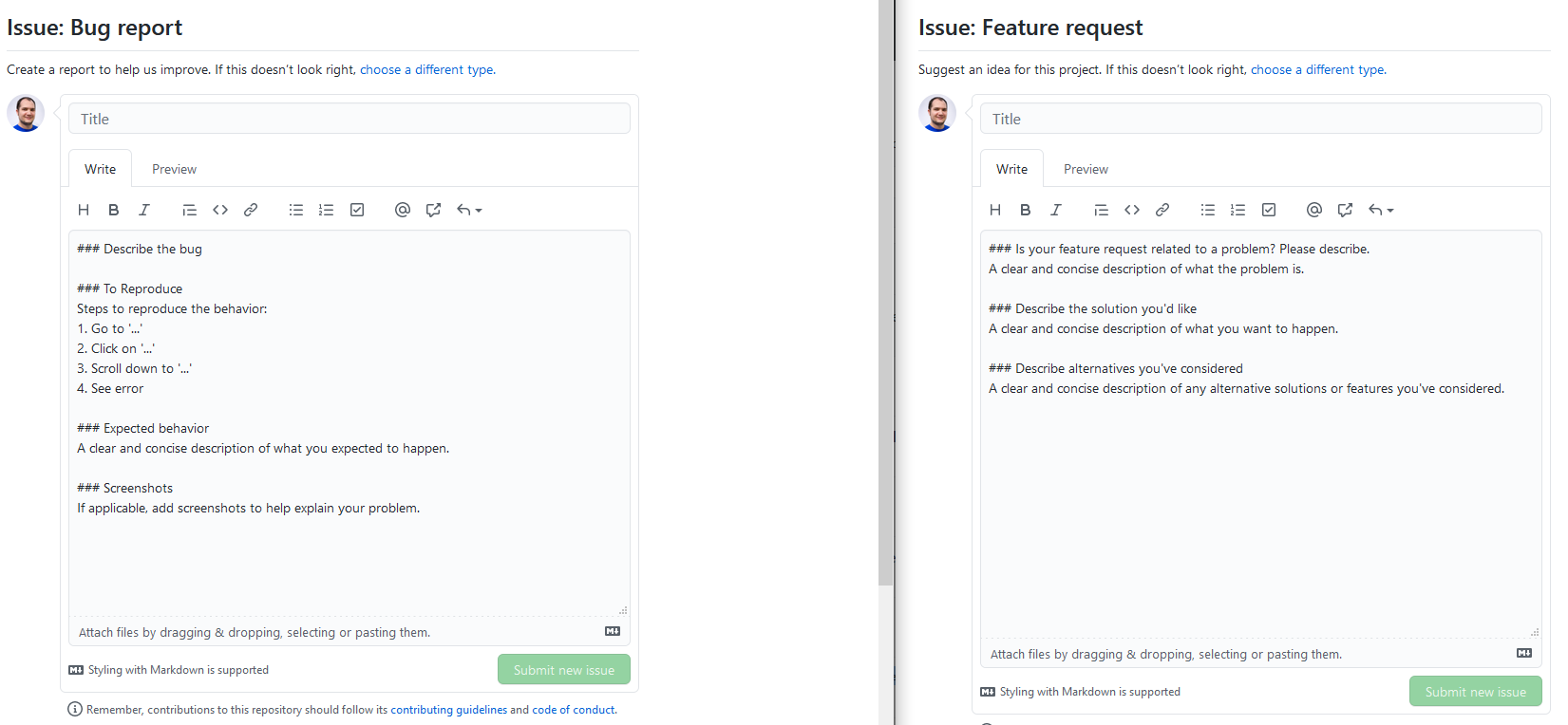 Submit bug report or feature request