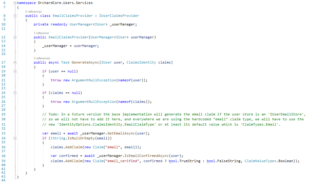 Implementing the new IUserClaimsProvider interface