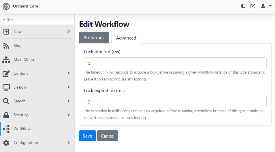 The new properties of the workflows