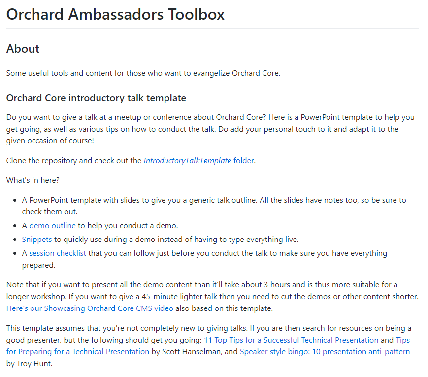 Orchard Ambassadors Toolbox