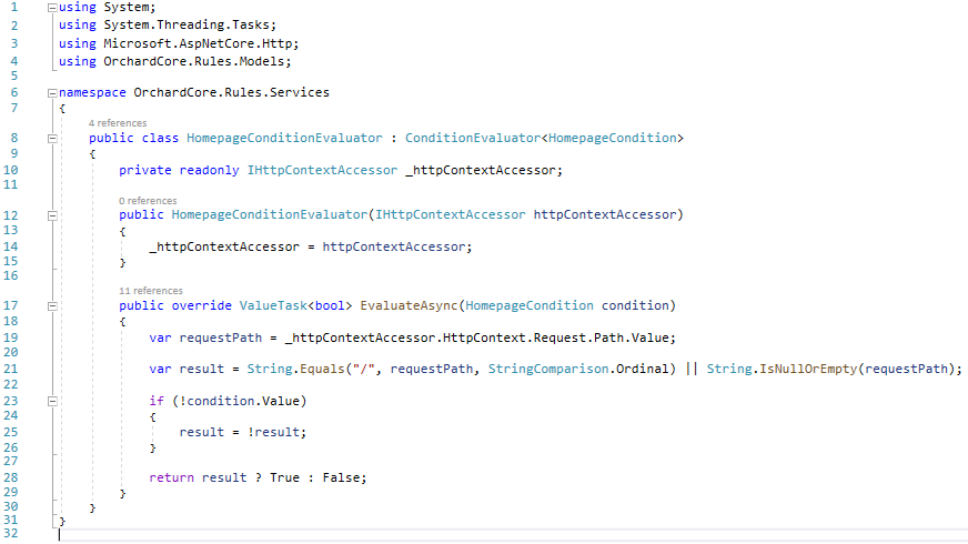 The HomepageConditionEvaluator ConditionEvaluator