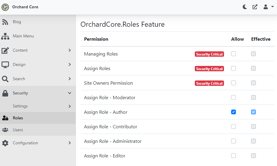 Assign Role permissions