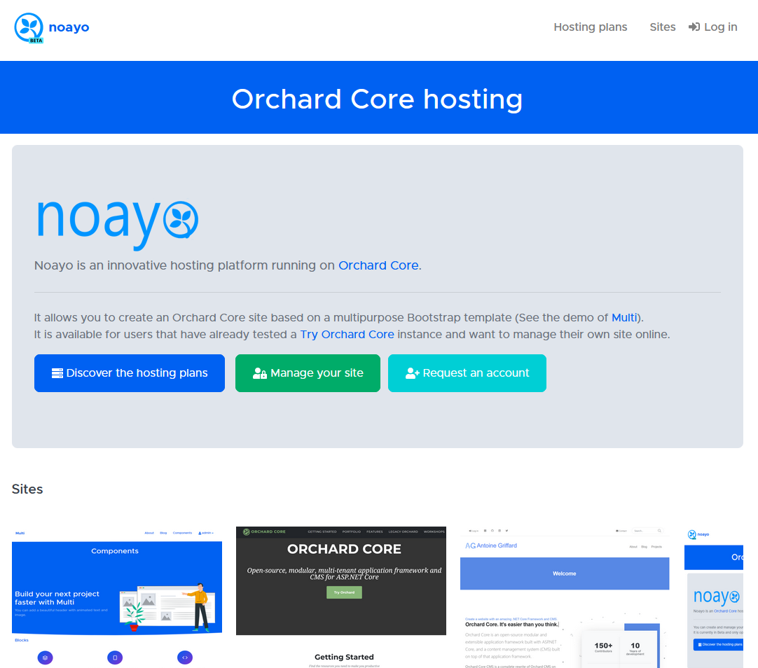Noayo Orchard Core hosting
