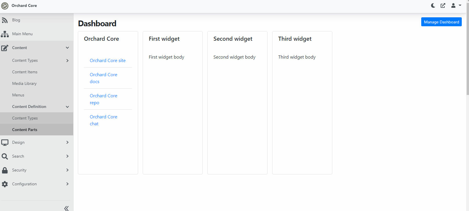 Reorder, drag and drop dashboard widgets
