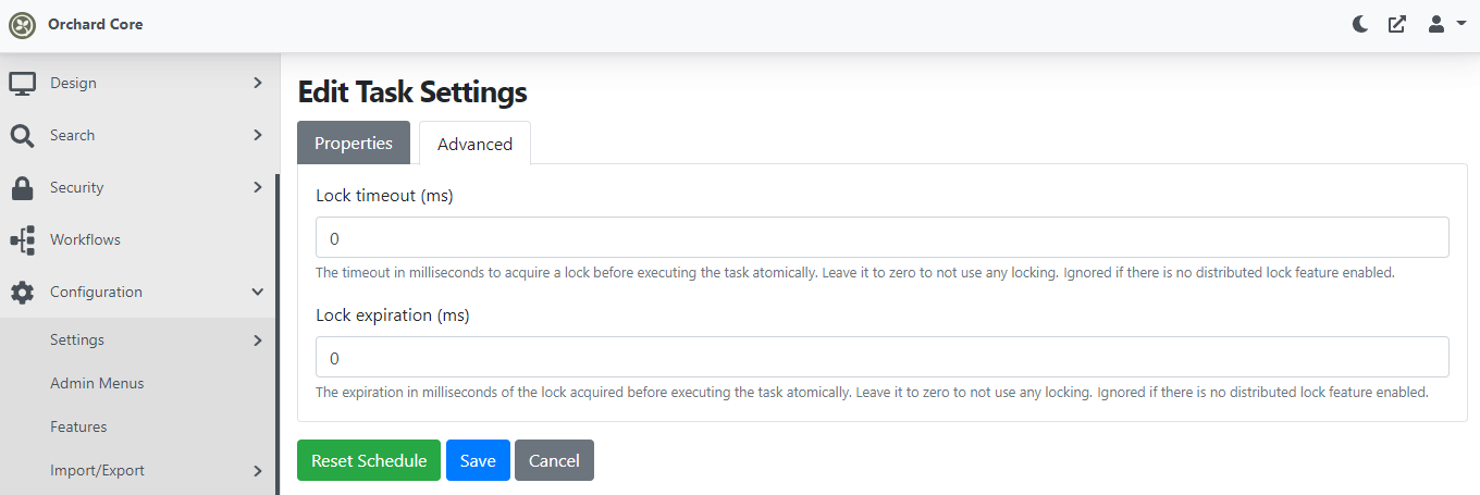 Edit Background Task settings