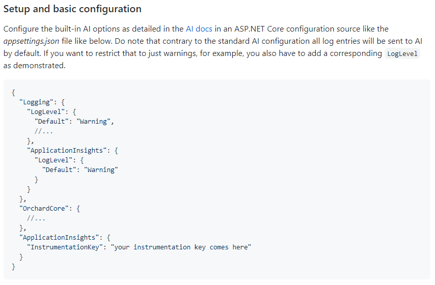 Setup and basic configuration of the Application Insight module