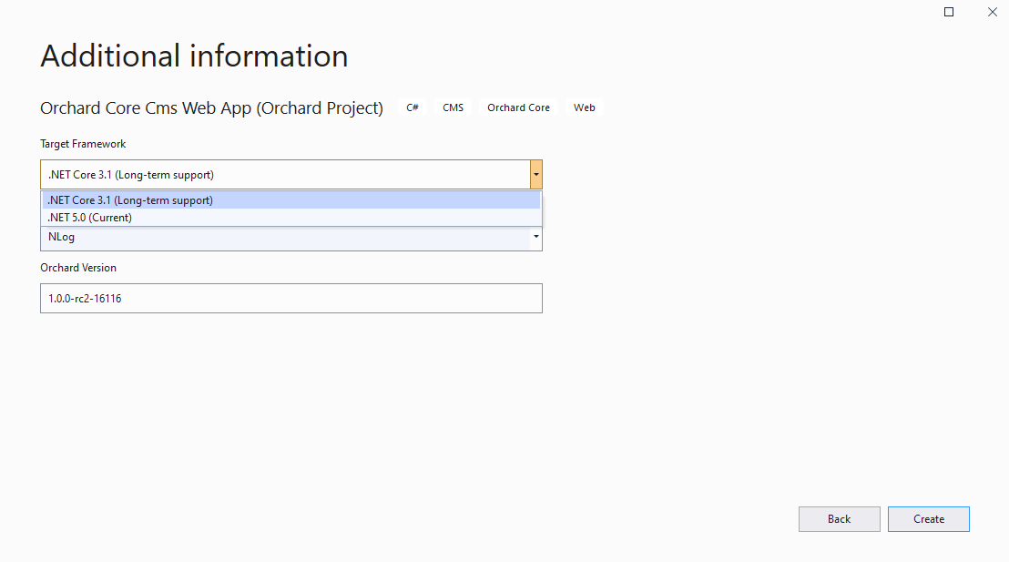 Set the .NET framework version