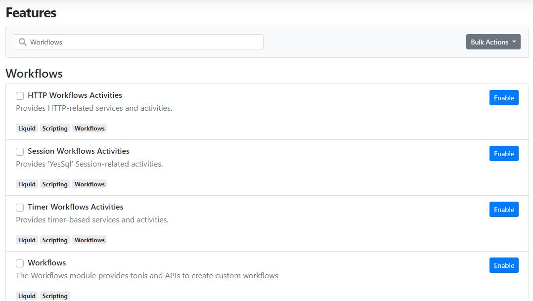 New Session Workflows Activities feature
